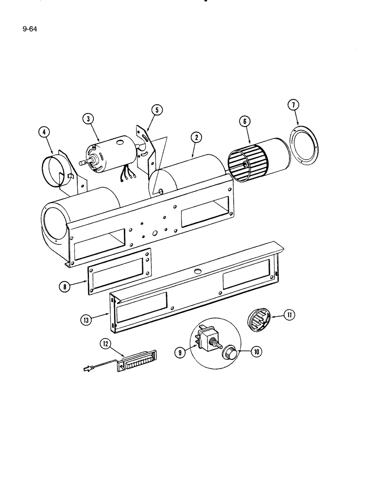 Схема запчастей Case IH 4000 - (9-64) - OPERATORS CAB BLOWER, BUILT PRIOR TO 1983 (09) - CHASSIS/ATTACHMENTS