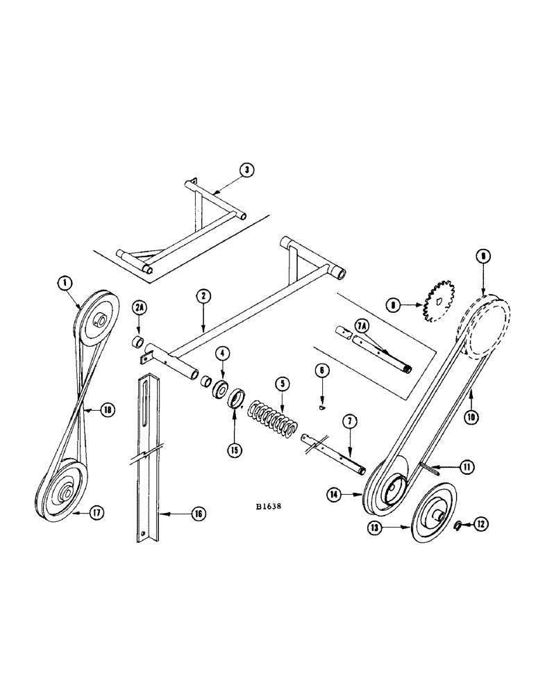 Схема запчастей Case IH 960 - (028) - PICKUP DRIVE JACKSHAFT, 4 AND 5 BELT (58) - ATTACHMENTS/HEADERS