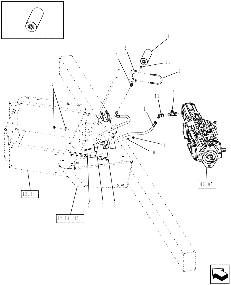 Схема запчастей Case IH WDX1002S - (09.02[5]) - ACCUMULATOR, SURGE DAMPENING (09) - IMPLEMENT LIFT