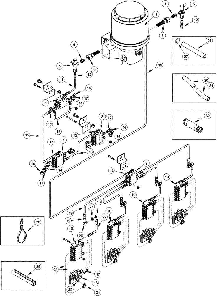 Схема запчастей Case IH 2555 - (09A-43) - AUTOMATIC LUBRICATION SYSTEM - 4 ROW WIDE - OPTIONAL BSN JJC0249800; STANDARD ASN JJC0249800 (13) - PICKING SYSTEM