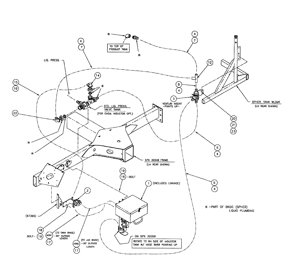 Схема запчастей Case IH SPX3200 - (11-014) - CHEMICAL INDUCTOR-SPHERICAL (78) - SPRAYING