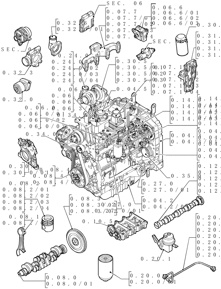 Схема запчастей Case IH MAXXUM 110 - (SEC. 01) - ENGINE (00) - GENERAL