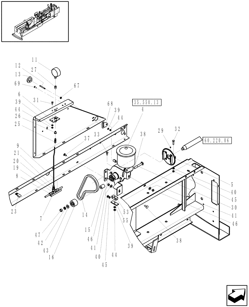 Схема запчастей Case IH SB531 - (35.550.12) - HYDRAULIC BALE TENSION OIL PUMP DRIVE (35) - HYDRAULIC SYSTEMS