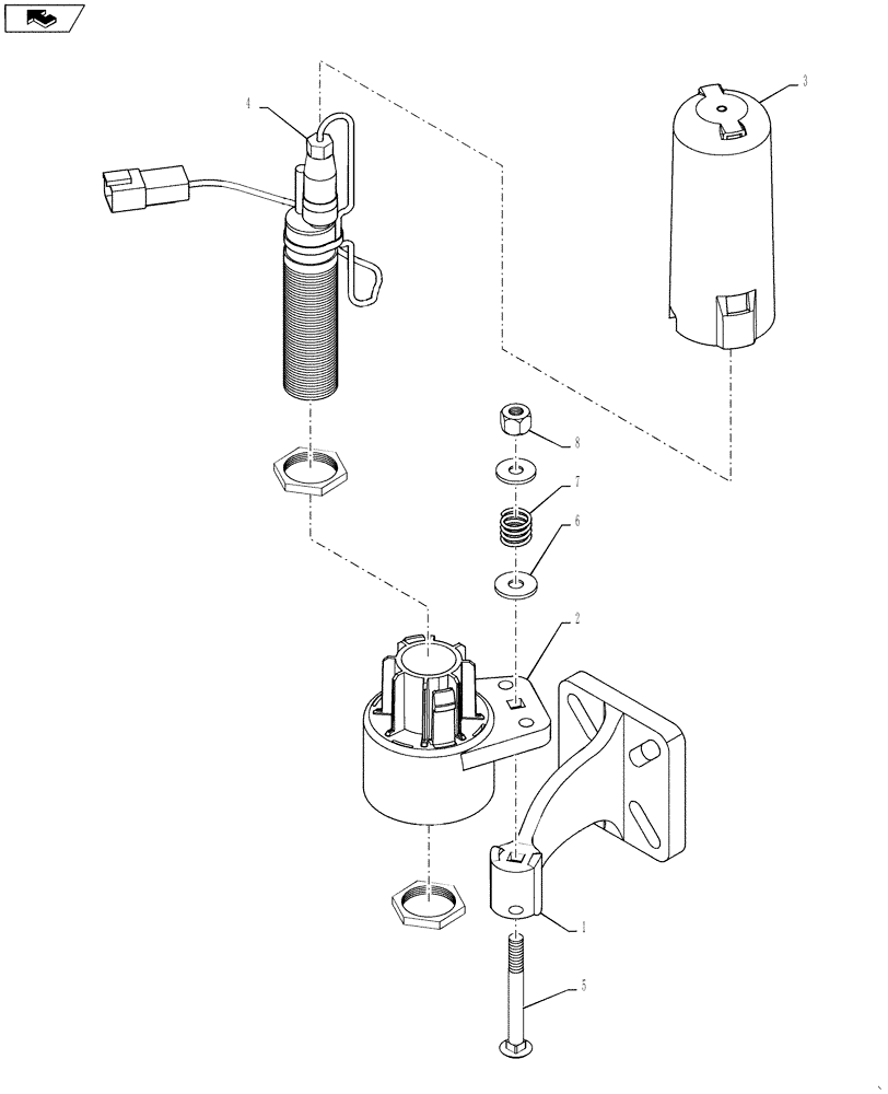 Схема запчастей Case IH 4420 - (11-048) - SENSOR, ULTRASONIC ASSEMBLY, HEIGHT CONTROL OPTION ONLY, CENTER SENSOR, 4 PIN Options
