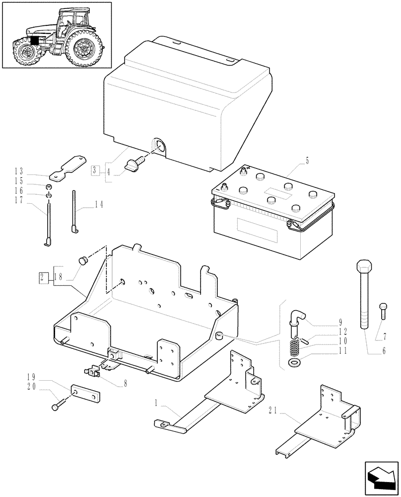 Схема запчастей Case IH MXU115 - (1.74.2[01A]) - BATTERY, COVERS AND RELATED SUPPORTS - D5335 - C5506 (06) - ELECTRICAL SYSTEMS