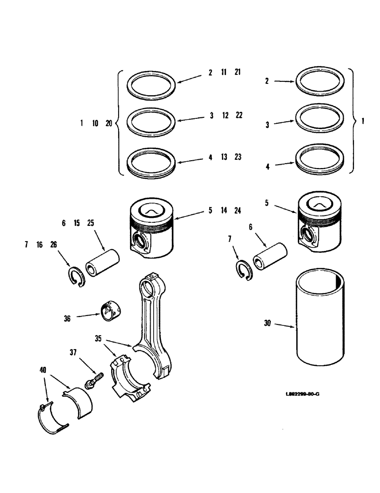 Схема запчастей Case IH 8830 - (2-32) - PISTONS AND CONNECTING RODS, DIESEL (02) - ENGINE