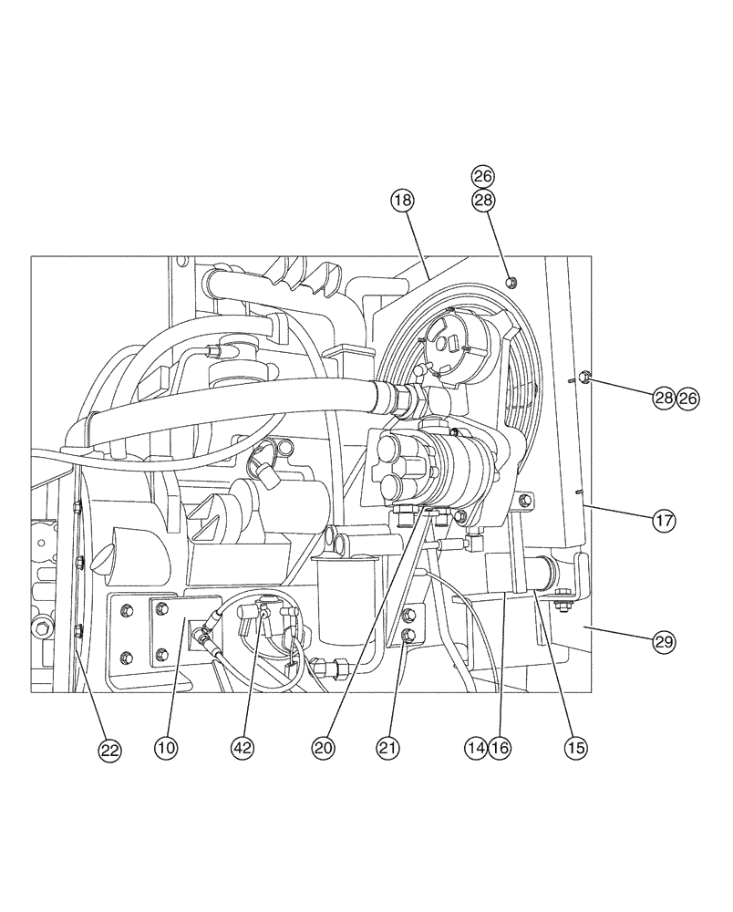 Схема запчастей Case IH SPX2130 - (03-001[03]) - ENGINE ASSEMBLY W/RADIATOR & HYDROSTATIC PUMP (01) - ENGINE