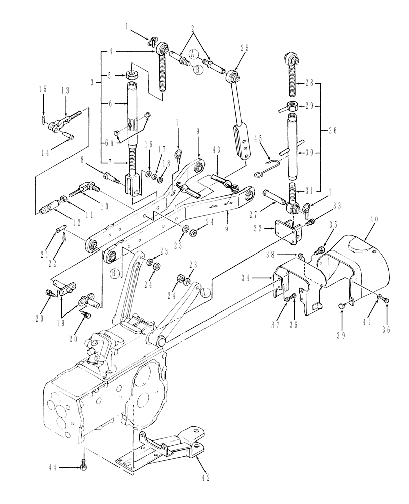 Схема запчастей Case IH DX24 - (09.01) - THREE POINT LINKAGE (09) - IMPLEMENT LIFT