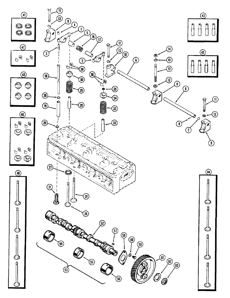 Схема запчастей Case IH 1700-SERIES - (012) - VALVE MECHANISM AND CAMSHAFT, 148B SPARK IGNITION ENGINE (10) - ENGINE