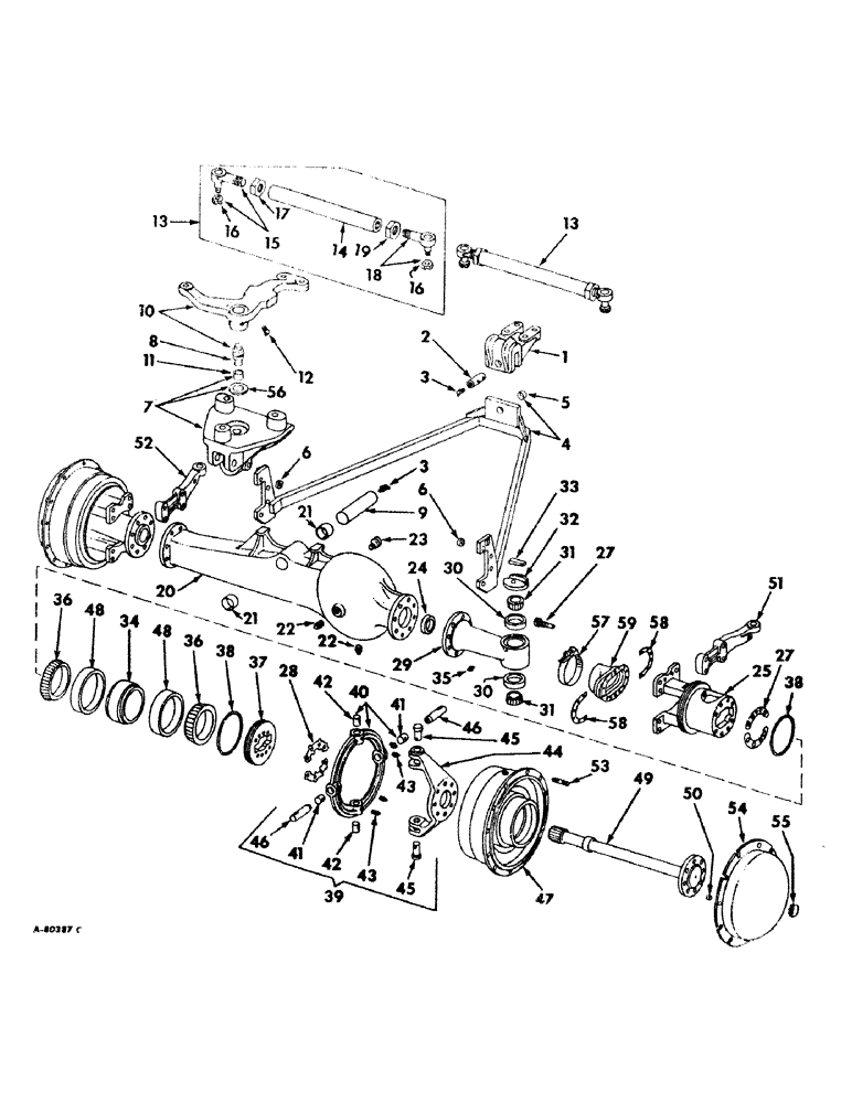 Схема запчастей Case IH 2826 - (07-44) - DRIVE TRAIN, FRONT AXLE AND CONNECTIONS, INTERNATIONAL TRACTORS WITH ALL WHEEL DRIVE (04) - Drive Train
