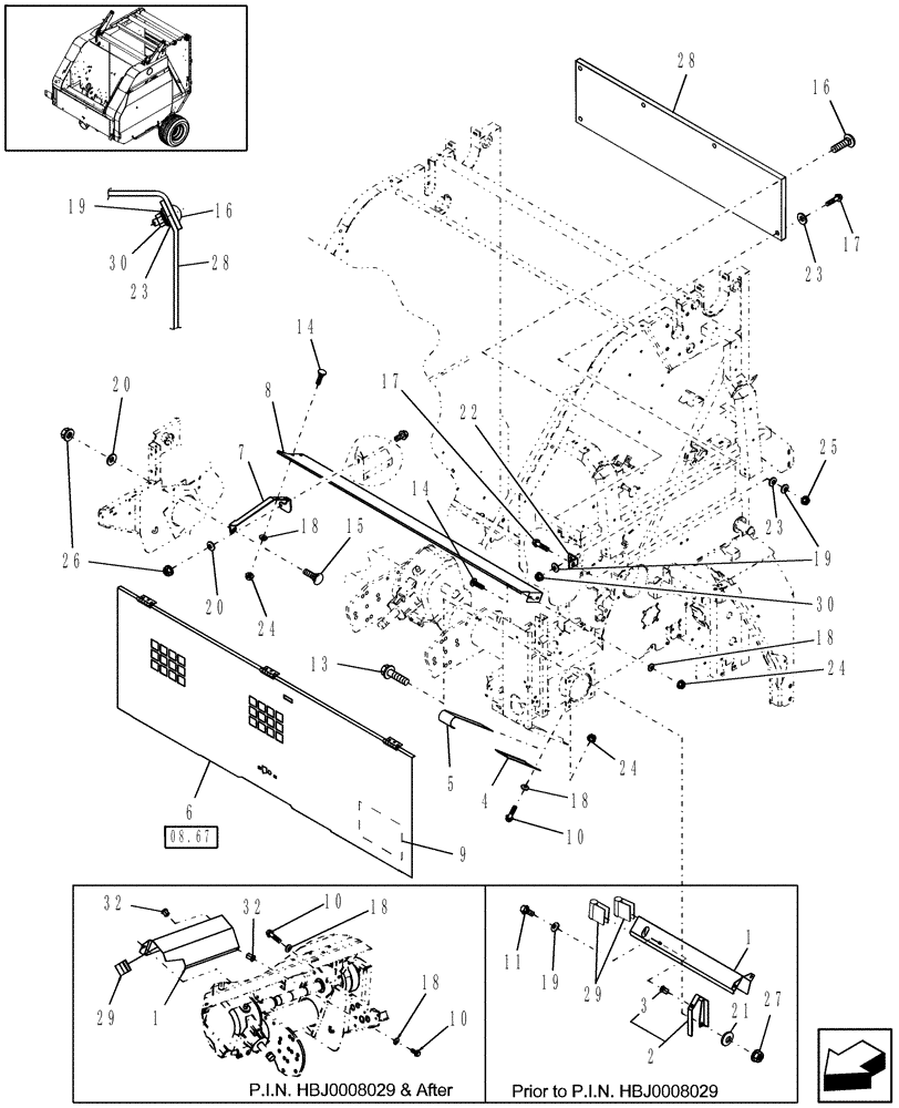 Схема запчастей Case IH RBX562 - (08.61) - SHIELDS, NET (08) - SHEET METAL/DECALS