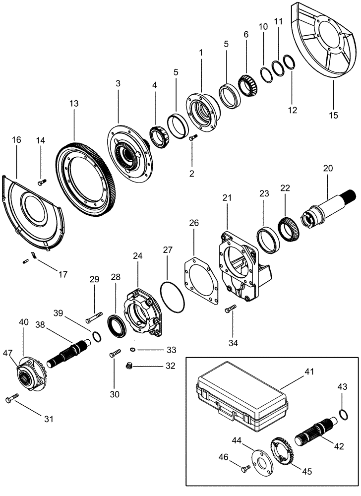 Схема запчастей Case IH MX210 - (06-51) - POWER TAKE OFF ASSEMBLY - OUTPUT SHAFT, SINGLE SPEED INTERCHANGEABLE SHAFT (06) - POWER TRAIN