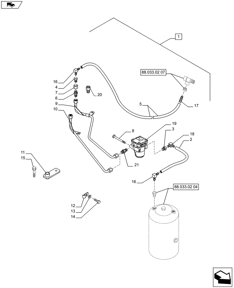 Схема запчастей Case IH PUMA 160 - (88.033.02[06]) - DIA KIT, PNEUMATIC TRAILER BRAKE (UNIVERSAL) - PIPES (88) - ACCESSORIES