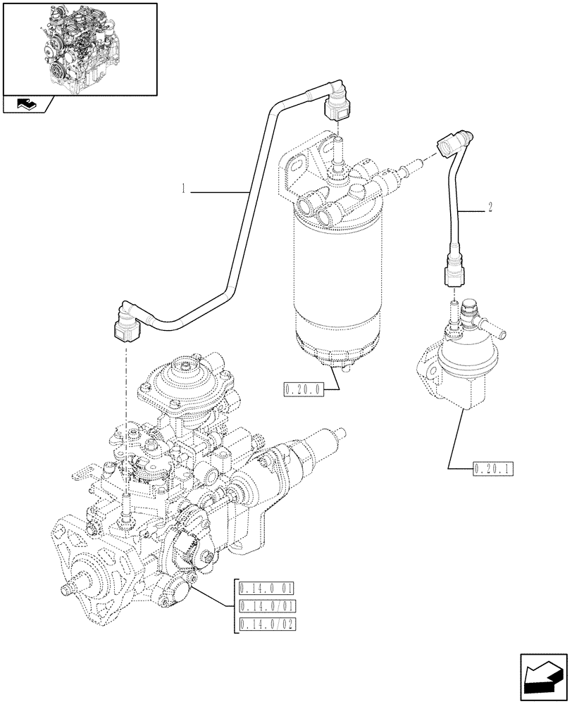 Схема запчастей Case IH FARMALL 60 - (0.20.3) - PIPING - FUEL (01) - ENGINE