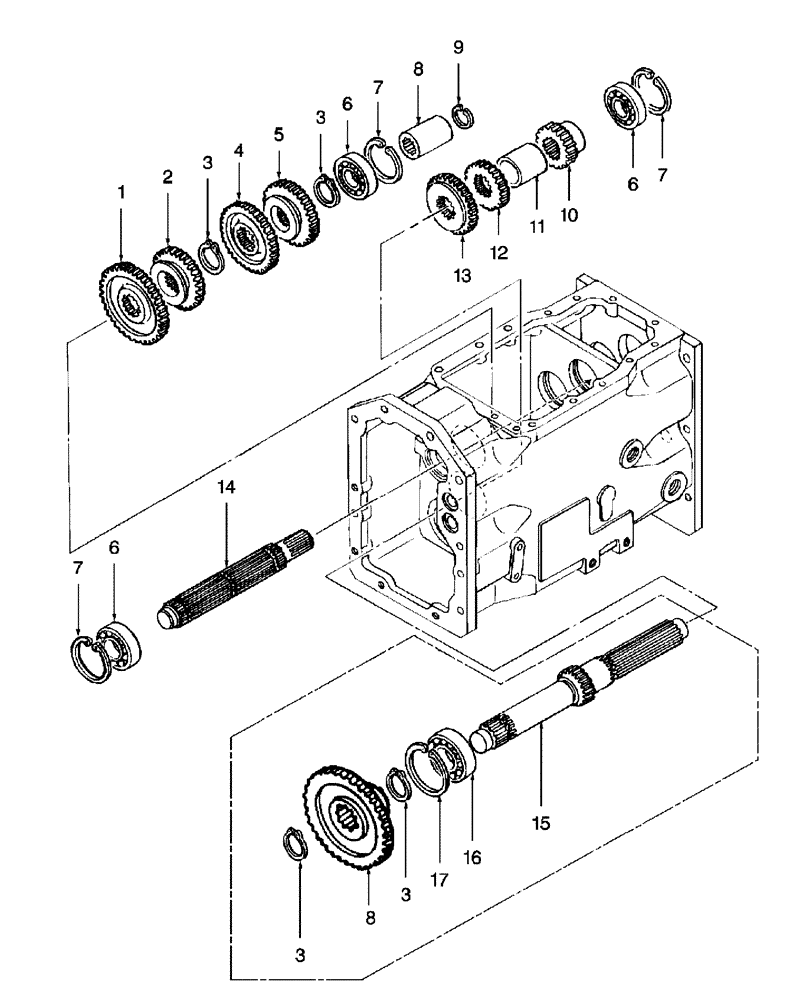 Схема запчастей Case IH DX33 - (03.09) - FRONT TRANSMISSION GEARS W/9 X 3 PTO SHAFT (03) - TRANSMISSION