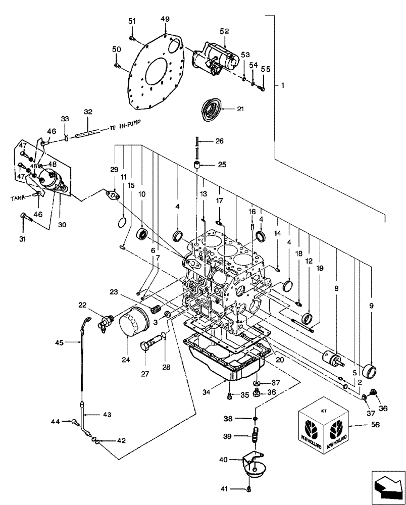 Схема запчастей Case IH D35 - (01.01) - CYLINDER BLOCK (01) - ENGINE