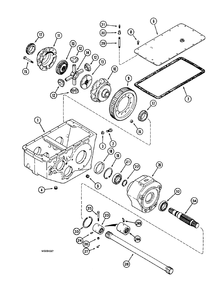 Схема запчастей Case IH 1644 - (6-37A) - TRANSMISSION, HOUSING AND DIFFERENTIAL, P.I.N. JJC0098060 AND AFTER (03) - POWER TRAIN
