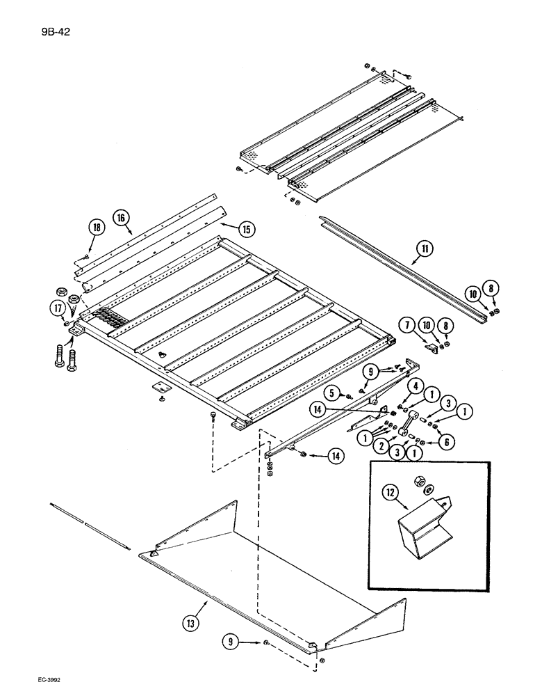 Схема запчастей Case IH 1680 - (9B-42) - SHOE SIEVE (14) - ROTOR, CONCANVES & SIEVE