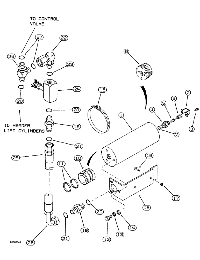 Схема запчастей Case IH 1682 - (8-24) - ACCUMULATOR ASSY., MOUNTING AND SYSTEM (07) - HYDRAULICS
