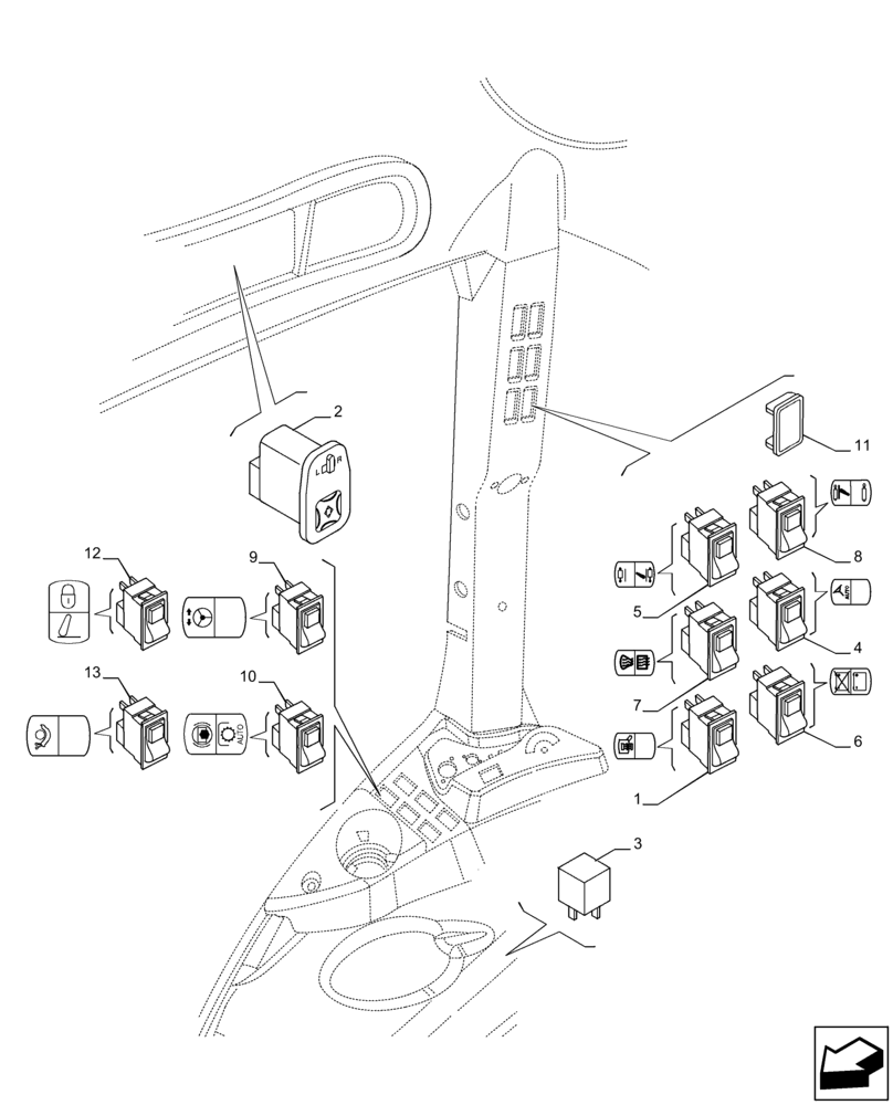 Схема запчастей Case IH PUMA 170 - (55.512.06) - VARIOUS SWITCHES AND RELATED PARTS (55) - ELECTRICAL SYSTEMS