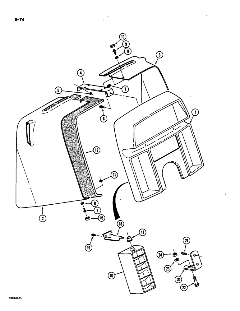 Схема запчастей Case IH 9170 - (9-074) - INSTRUMENT PANEL, CAB (09) - CHASSIS/ATTACHMENTS