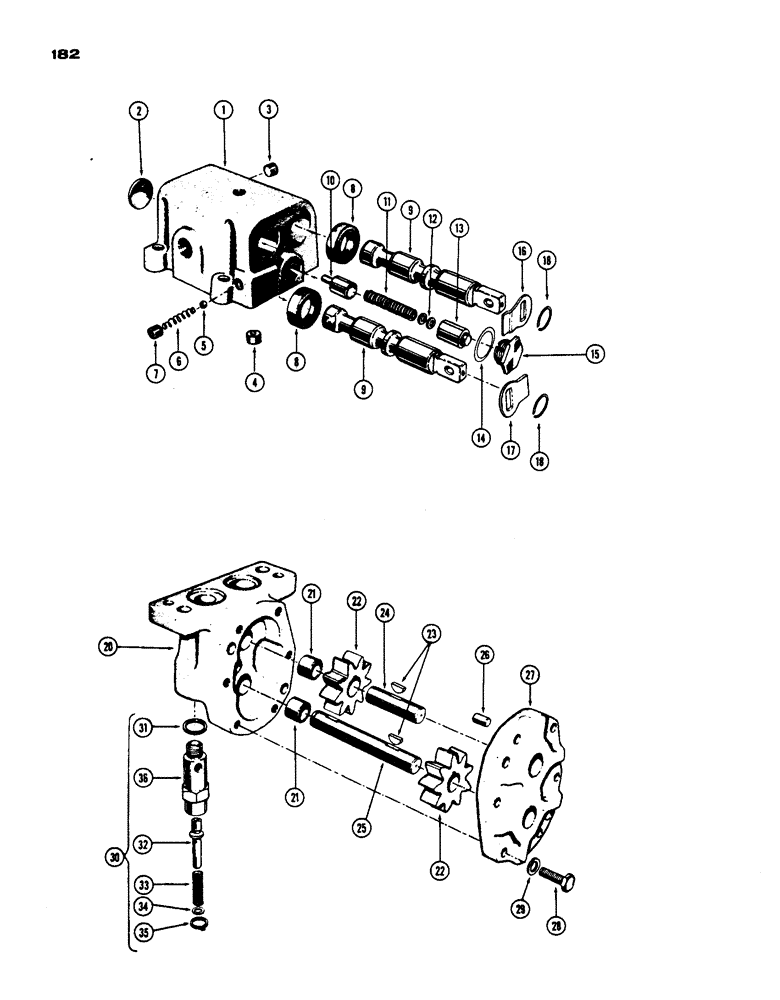 Схема запчастей Case IH 530 - (182) - CASE-O-MATIC, CONTROL VALVE PARTS, PUMP PARTS, PRIOR TO S/N 8262800 (06) - POWER TRAIN