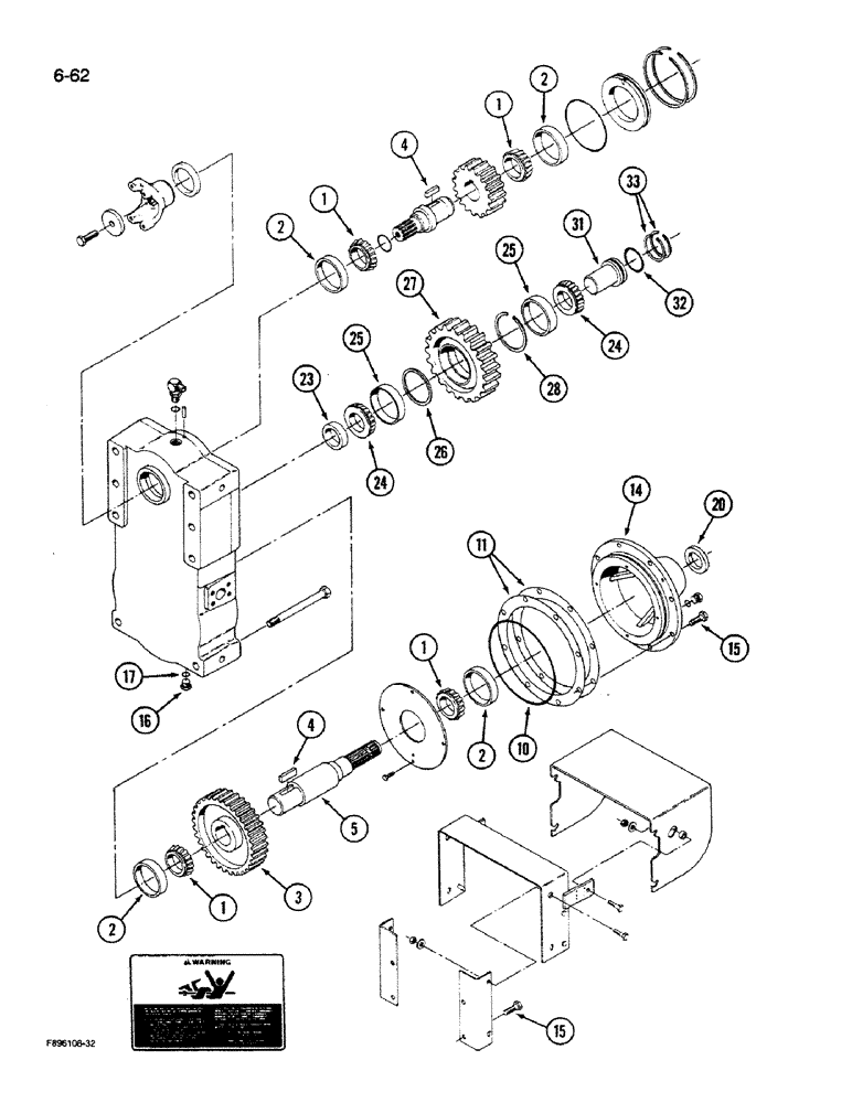 Схема запчастей Case IH 9270 - (6-62) - PTO TRANSFER CASE ASSEMBLY (06) - POWER TRAIN