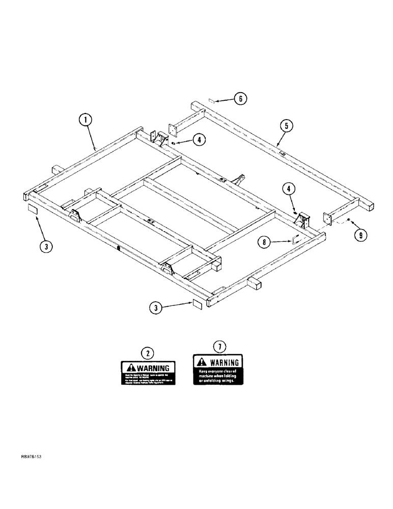 Схема запчастей Case IH 4300 - (9-006) - MAIN FRAME AND FRONT EXTENSION, STANDARD TRANSPORT, FLAT FOLD (09) - CHASSIS/ATTACHMENTS