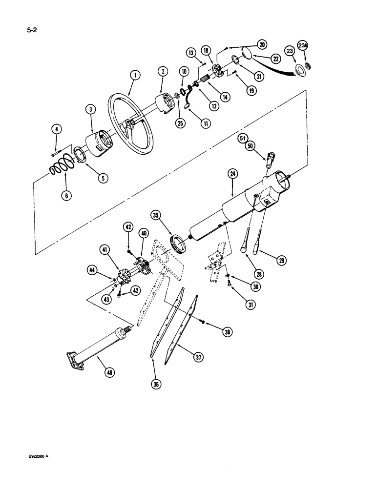 Схема запчастей Case IH 9250 - (5-002) - STEERING WHEEL AND COLUMN (05) - STEERING