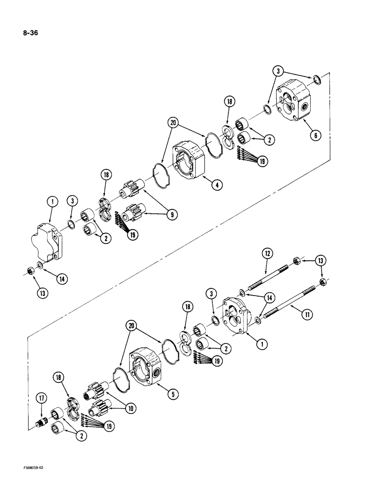 Схема запчастей Case IH KP-525 - (8-36) - REMOTE HYDRAULIC MOTOR CIRCUIT, FLOW DIVIDER ASSEMBLY, WITH 1/3 AND 2/3 FLOW (08) - HYDRAULICS