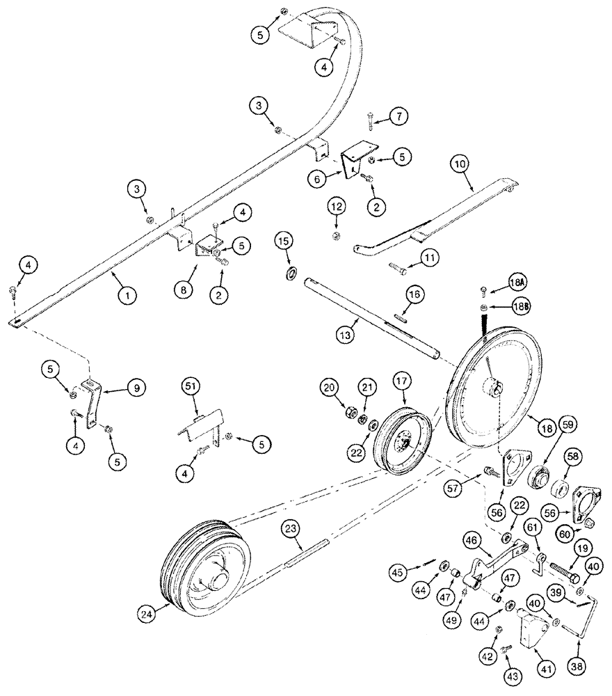Схема запчастей Case IH 2344 - (09E-06) - UNLOADER, BELT DRIVE (17) - GRAIN TANK & UNLOADER
