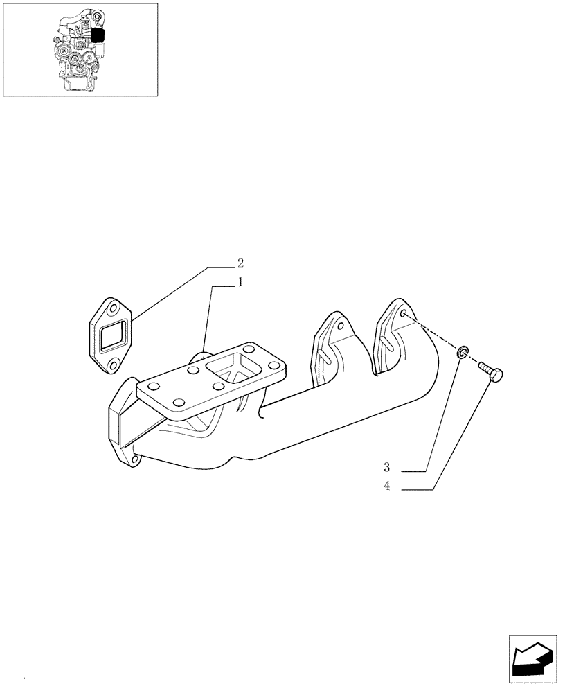 Схема запчастей Case IH JX95 - (0.07.6/02) - EXHAUST MANIFOLD (BEFORE S/N 13286) (01) - ENGINE