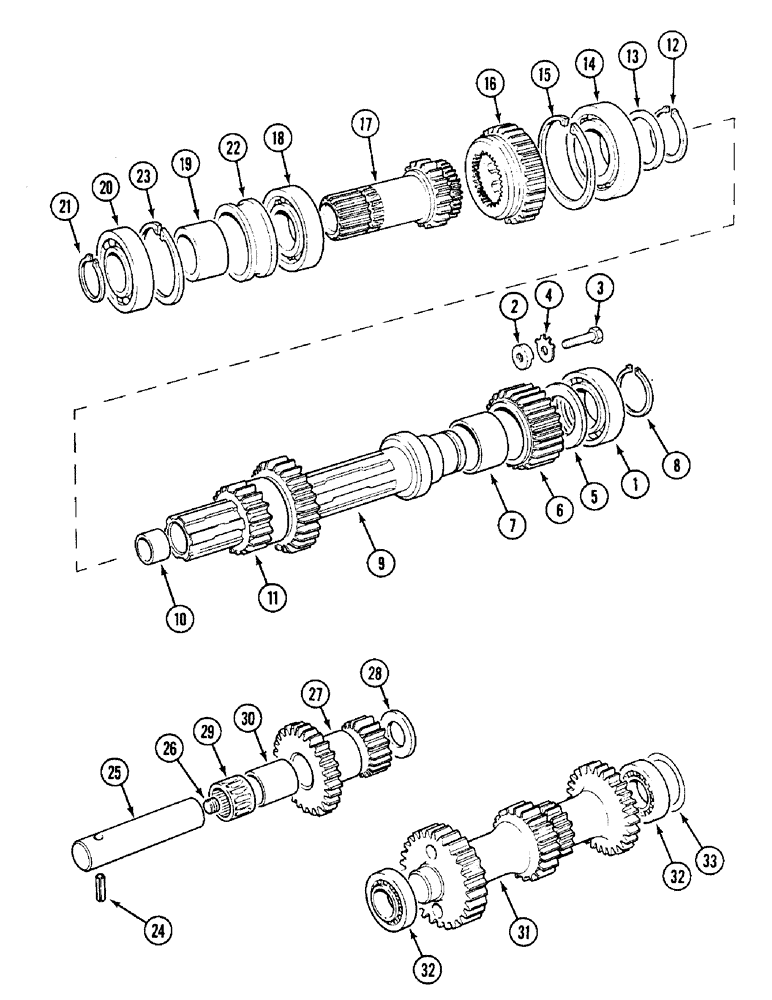 Схема запчастей Case IH 1394 - (6-204) - GEARBOX DRIVESHAFT AND LAYSHAFTS, SYNCHROMESH TRACTORS PRIOR TO P.I.N. 11139846 (06) - POWER TRAIN