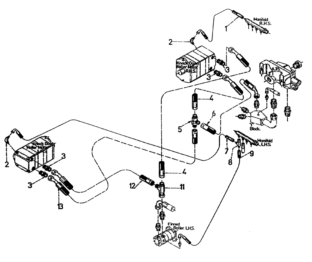 Схема запчастей Case IH 7000 - (B05-50) - HYDRAULIC CIRCUIT, (POWER KNOCKDOWN ROLLER - UNDERSLUNG Hydraulic Components & Circuits