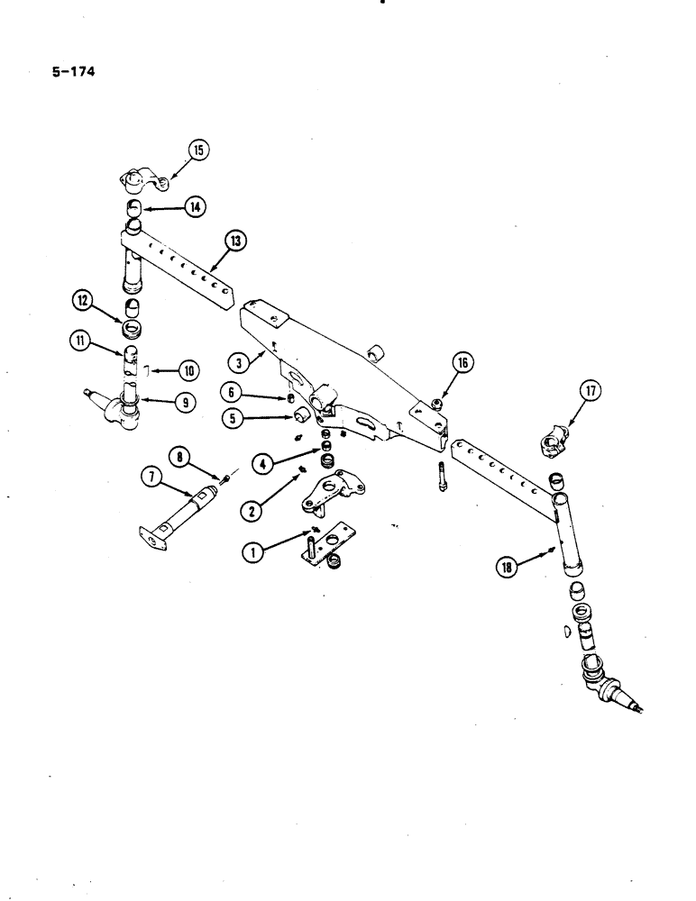 Схема запчастей Case IH 485 - (5-174) - ADJUSTABLE FRONT AXLE, STRAIGHT, 52 TO 80 INCH TREAD (05) - STEERING