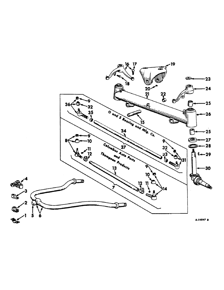 Схема запчастей Case IH 560 - (186) - FRONT AXLE, FRONT AXLE AND STEERING CONNECTIONS, INTERNATIONAL 560 & 660 SERIES (04) - FRONT AXLE