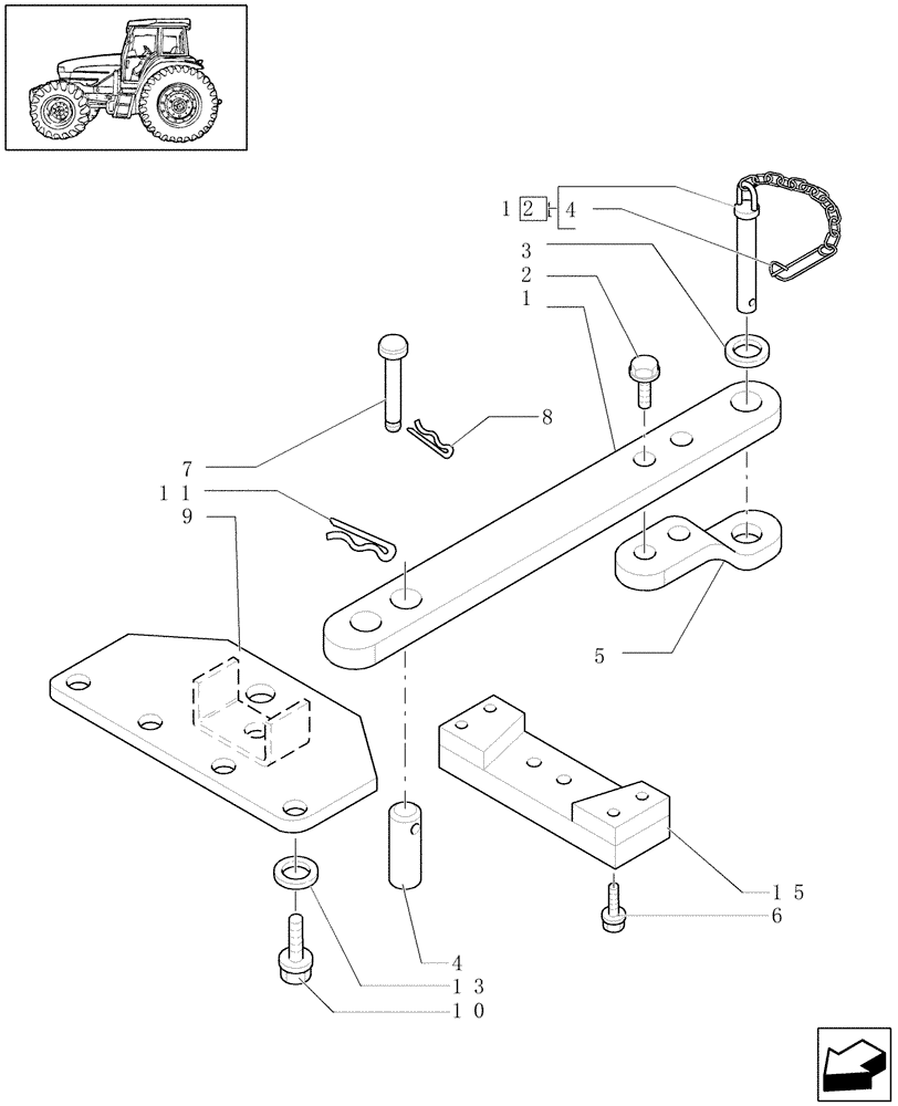 Схема запчастей Case IH JX1090U - (1.89.3/09) - (VAR.907) DRAWBAR FOR SLIDING SUPPORT (09) - IMPLEMENT LIFT