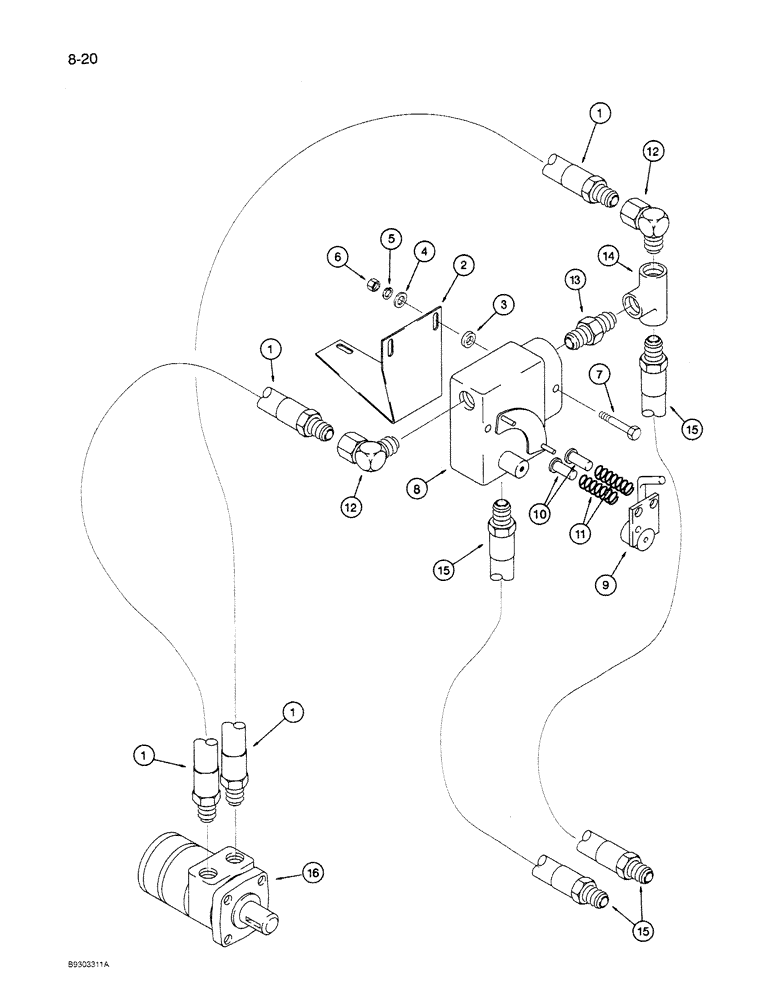 Схема запчастей Case IH 1250 - (8-20) - HYDRAULIC ROLL FEED, WITHOUT AUGER LOADING FEEDER, 1250 MACHINES, P.I.N. 7001 AND AFTER (07) - HYDRAULICS