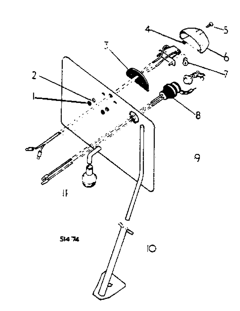 Схема запчастей Case IH 574 - (08-38) - NUMBER PLATE W/LIGHT AND POWER SOCKET, 574 UP TO S/N 100273 (06) - ELECTRICAL