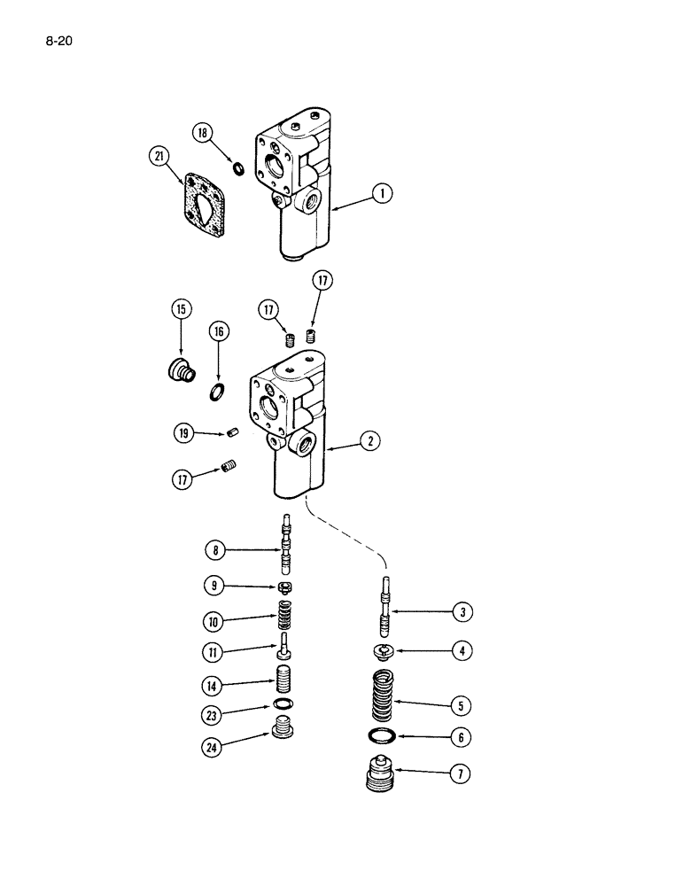 Схема запчастей Case IH 1822 - (8-20) - HYDRAULIC PUMP COMPENSATOR (07) - HYDRAULICS