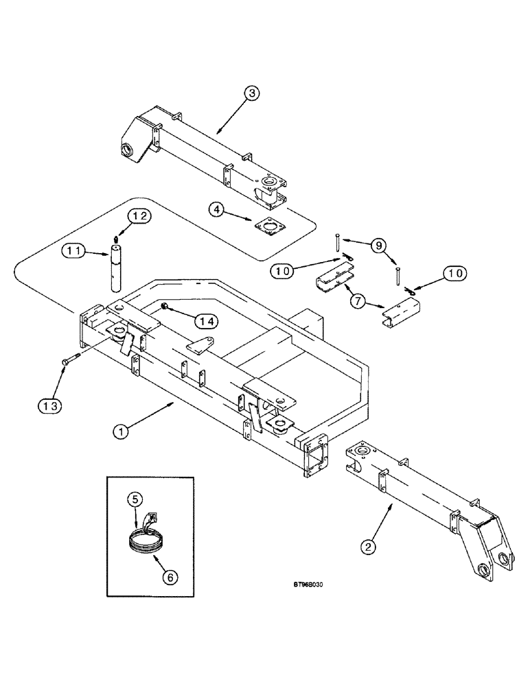 Схема запчастей Case IH 955 - (9A-016[B]) - CENTER MAIN FRAME, PLANTERS BUILT UP TO AUG 97, 16 ROW NARROW - FRONT FOLD (THROUGH PIN DBC0001049) (09) - CHASSIS/ATTACHMENTS