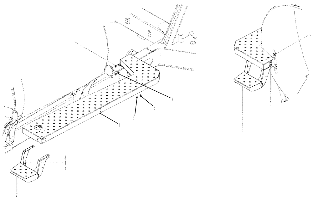 Схема запчастей Case IH SPX3320 - (04-021[01]) - WALKWAY GROUP, MID - BSN Y8T024627 Suspension & Frame