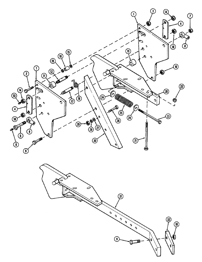 Схема запчастей Case IH 308 - (14) - CUSHION TRIP BEAM 