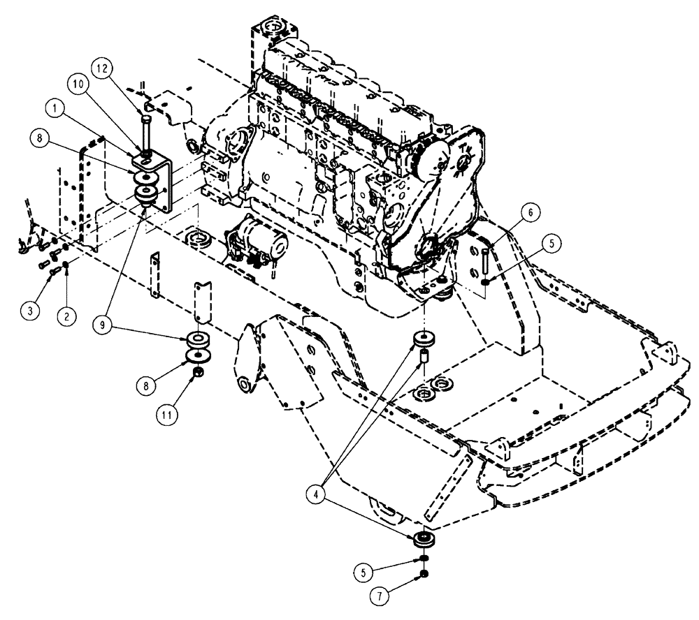 Схема запчастей Case IH FLX4010 - (02-003[01]) - ENGINE MOUNT GROUP (01) - ENGINE