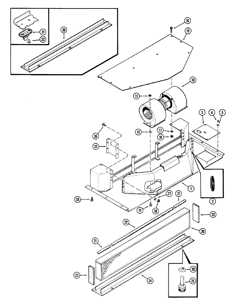 Схема запчастей Case IH 870 - (305A) - CAB, PLENUM, WITHOUT HEATER OR AIR CONDITIONER, HINSON (09) - CHASSIS/ATTACHMENTS
