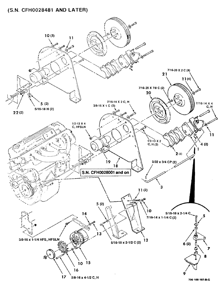 Схема запчастей Case IH 8830 - (2-52) - ENGINE ACCESSORIES AND MOUNTING ASSEMBLY, GAS, SERIAL NUMBER CFH0028481 AND LATER (02) - ENGINE