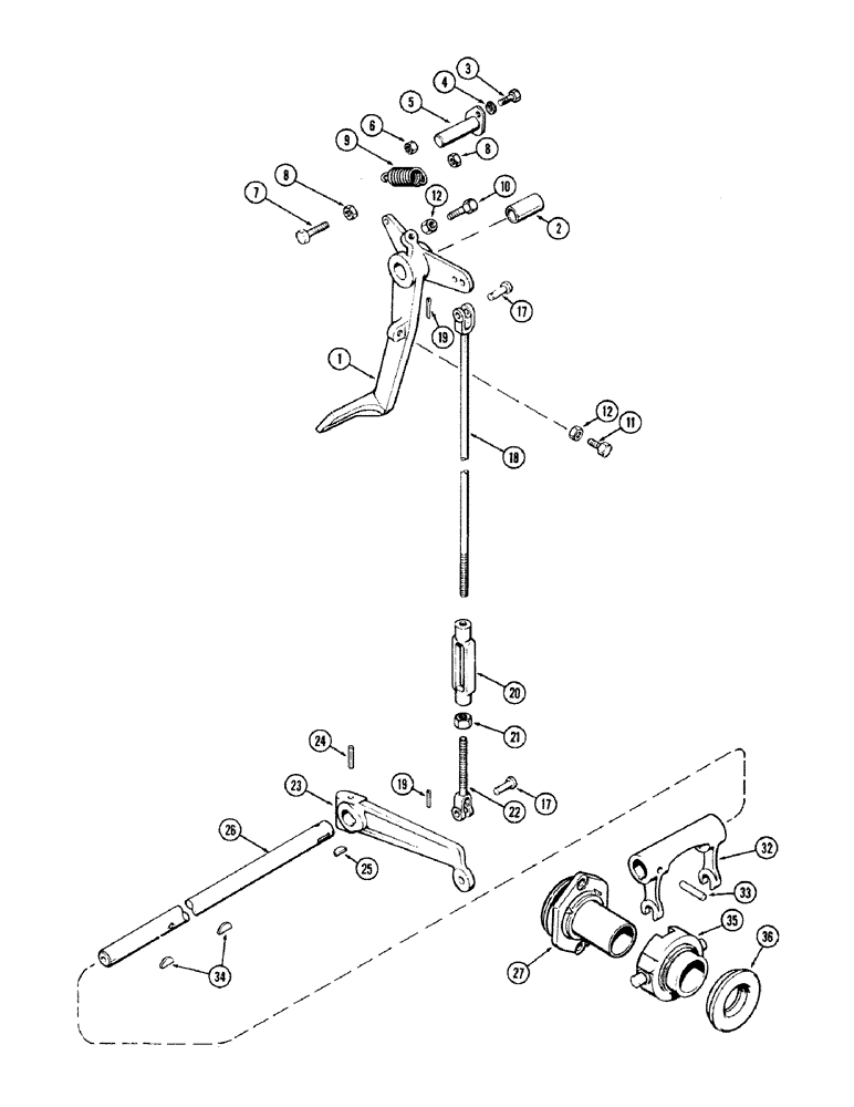 Схема запчастей Case IH 870 - (148) - CLUTCH RELEASE SYSTEM, MECHANICAL SHIFT (06) - POWER TRAIN