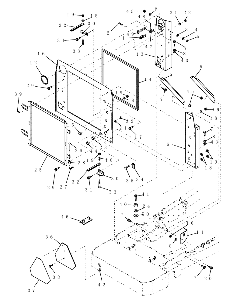 Схема запчастей Case IH WDX1701 - (056) - SHIELDING REAR (90) - PLATFORM, CAB, BODYWORK AND DECALS