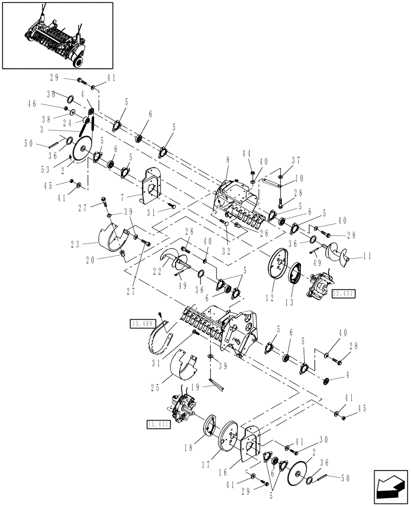 Схема запчастей Case IH RBX562 - (13.421) - 2M WIDE PICKUP W/ STUFFER FEEDER (13) - FEEDER