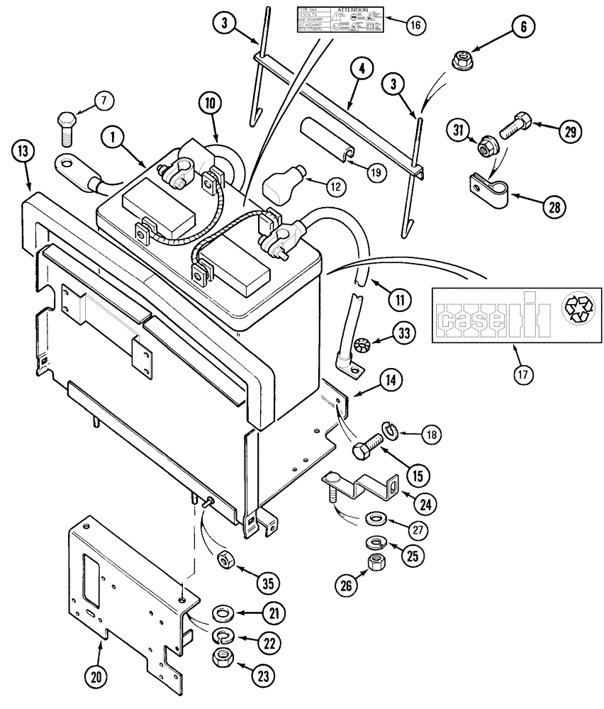 Схема запчастей Case IH C80 - (04-12) - BATTERY TRAY, BATTERY AND CONNECTIONS (04) - ELECTRICAL SYSTEMS